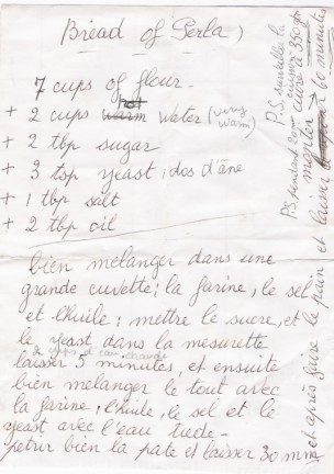 Grandma Perla's Handwritten Challah Bread Recipe