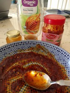 Harissa paste and honey