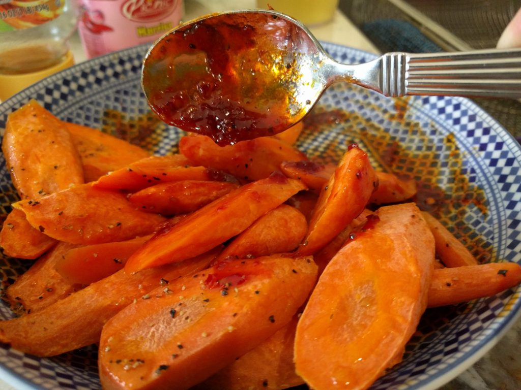 Harissa paste and honey carrots