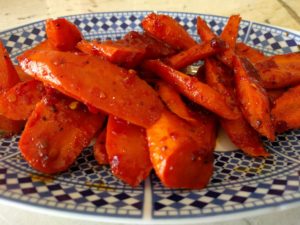 Harissa paste and honey carrots