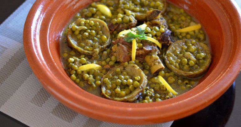 Lamb and Artichoke Tagine with Green Peas
