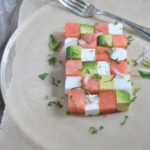 Checkerboard Watermelon Avocado and Feta