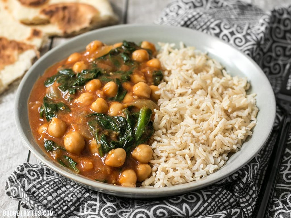 Curried Chickpeas and Spinach 2 by budgetbytes