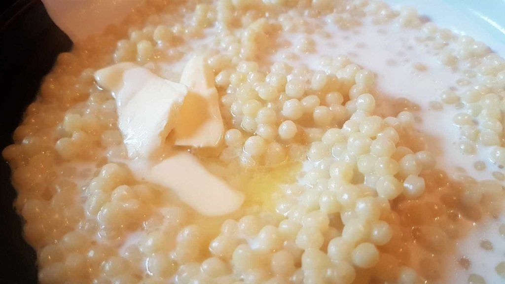 Couscous with milk and butter (Purim Berkoukes)