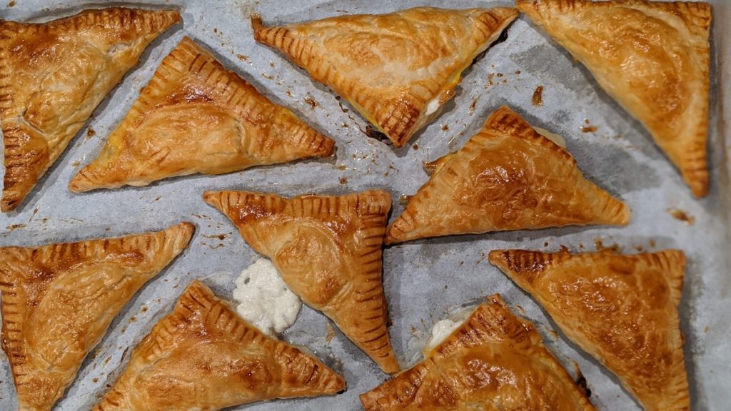 Burekas on parchment paper