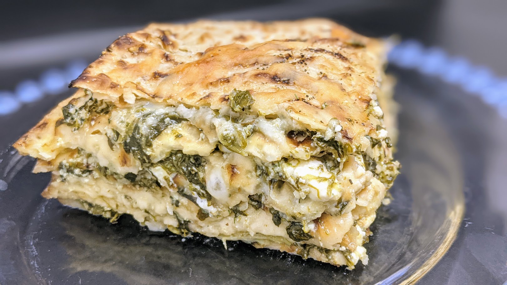 Spinach feta and artichoke matzah lasagna