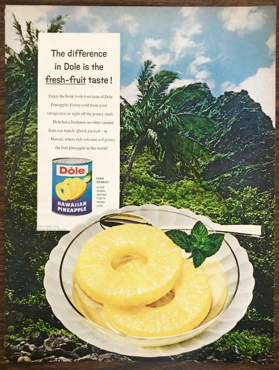 1961 Dole Canned Pineapple Print Ad Quick Packed ad