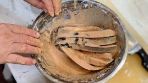 crispy fried eggplant fans - battering