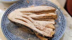 crispy fried eggplant fans - breadcrumbs