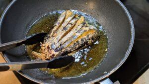 crispy fried eggplant fans - frying