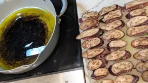 frying the Eggplant Mafrum