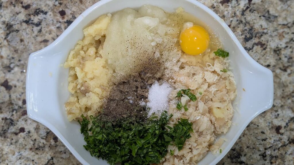 Baltimore coddies fish cake patties mixture