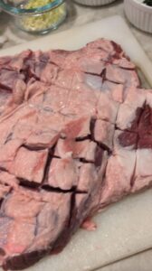 scored lamb roast